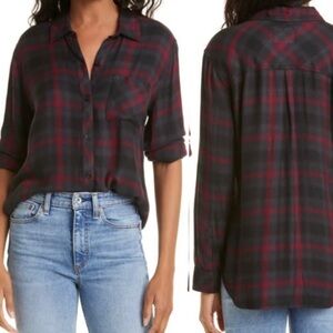 Rails Hunter Scarlet Ash Black Button Down Plaid Shirt Size S